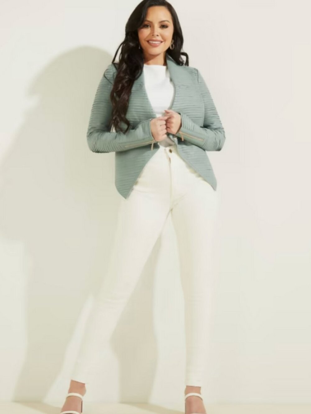 Marciano By Guess 100% Lamb Leather Shayna Drape Front Jacket - Size 4